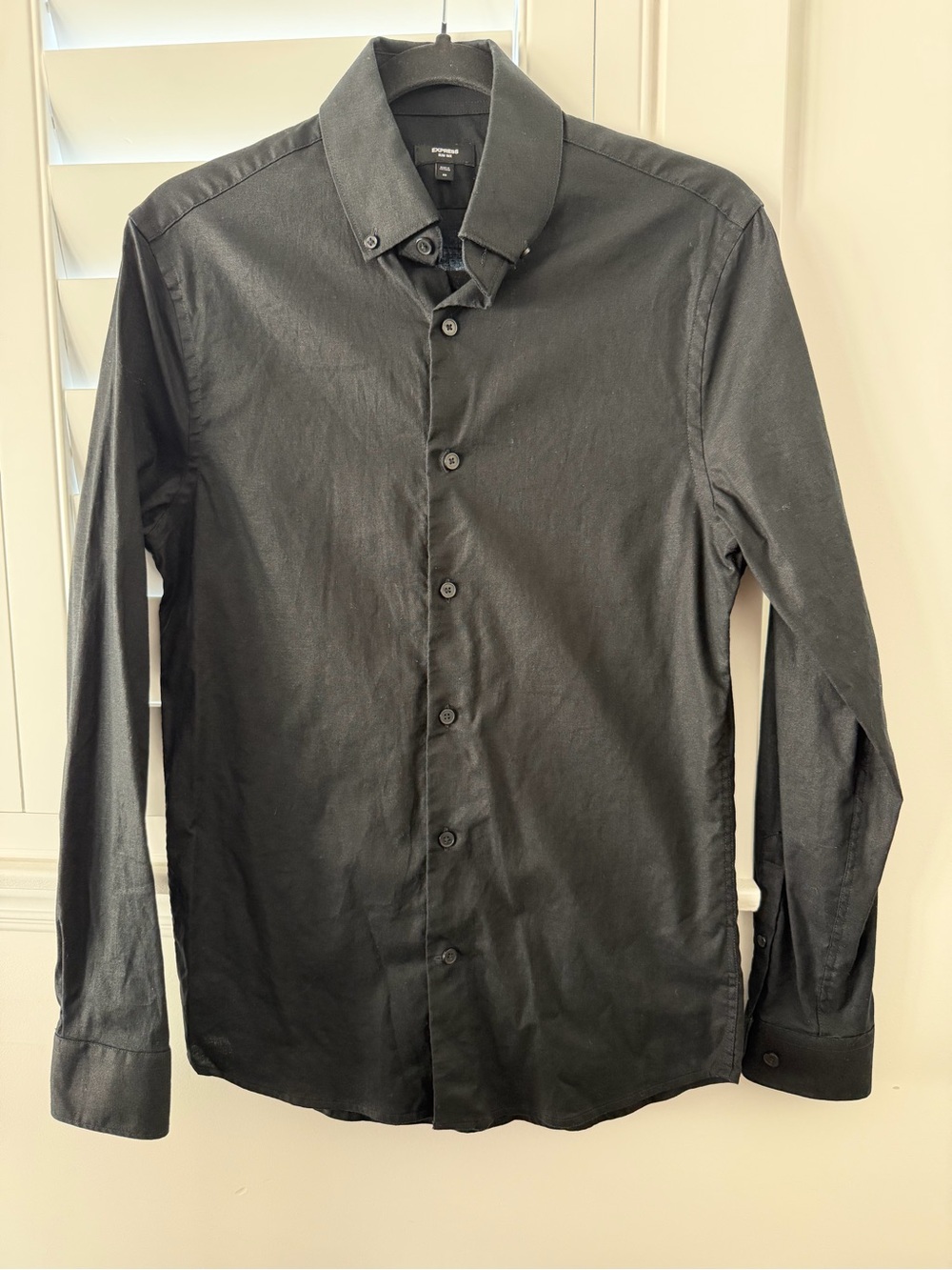 Express Men's Black Button-Down Dress Shirt